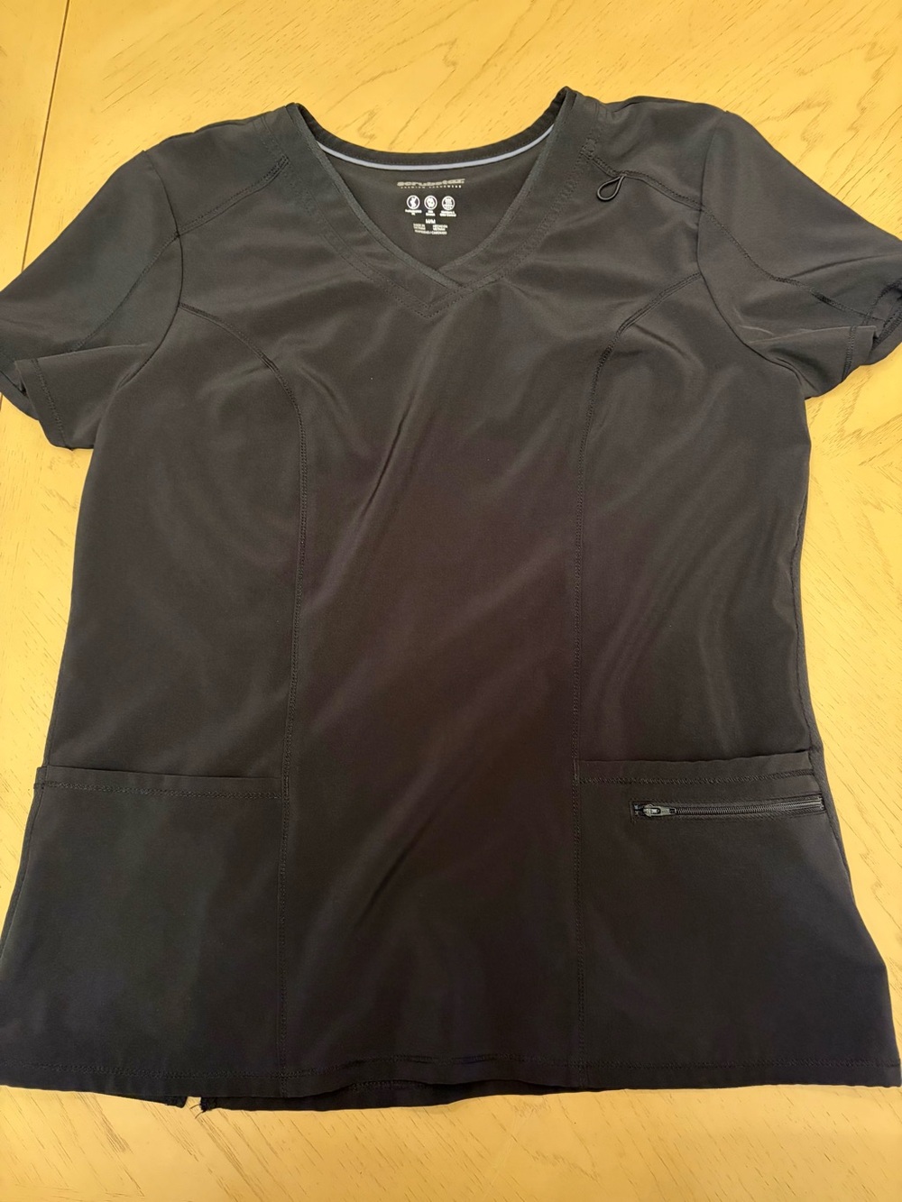 Black V-Neck Short Sleeve Scrub Top